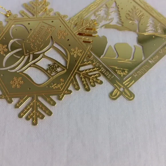 10 Gold Tone Christmas Tree Ornament Lot Die Cut Brass Vintage - Picture 15 of 16